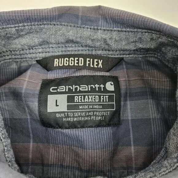 Carhartt Rugged Flex Relaxed Fit Button-Up Men L Lightweight Short-Sleeve Plaid - Picture 2 of 4